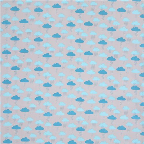 grey 'Sweet Autumn Day' blue cloud rain Cloud 9 organic cotton fabric 3