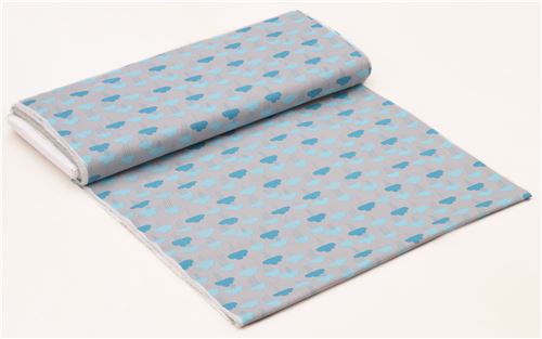 grey 'Sweet Autumn Day' blue cloud rain Cloud 9 organic cotton fabric 4