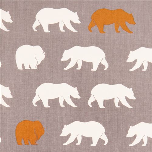 grey bear Bear Hike Shroom poplin organic fabric birch USA 1