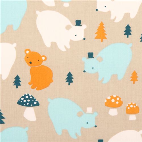 grey bear family forest birch organic fabric Everyday Party 1