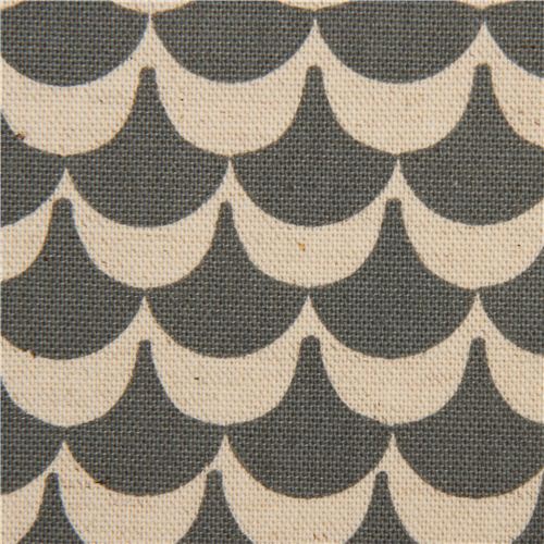 grey Canvas fish scales design fabric by Kokka Fabric by Kokka modeS4u
