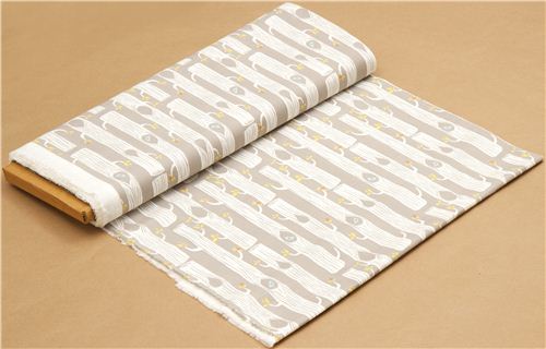 grey birch tree trunk organic fabric with blue birds 4