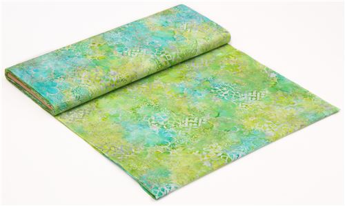 grey-blue batik lime green flower fabric by Timeless Treasures  4