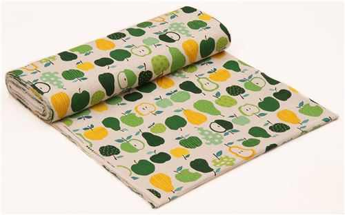 grey canvas fabric cute green yellow fruit from Japan 4