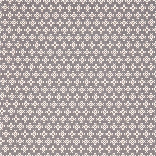 grey canvas flower fabric Garden Kokka from Japan  2