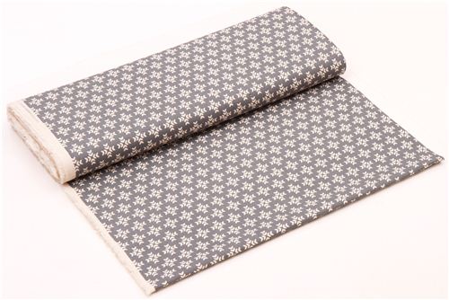 grey canvas flower fabric Garden Kokka from Japan  3