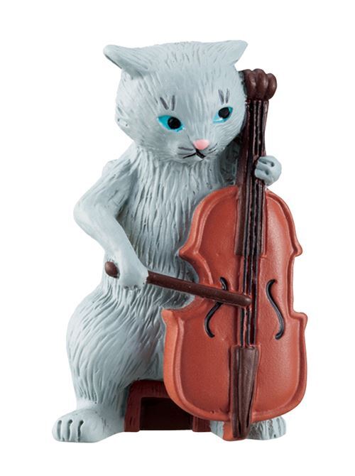 grey cat with cello music instrument figurine from Japan modeS4u