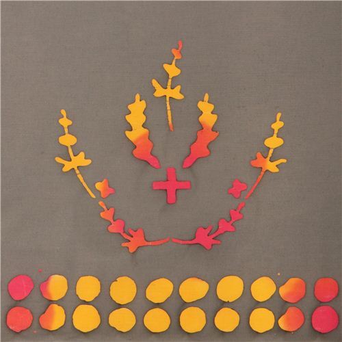 grauer Punkt Ornament Doppelrand Baumwollstoff von Andover  - Reststück (110cm x 35cm)