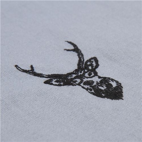 grey echino embroidered canvas fabric with deer stag animal circle dot 4
