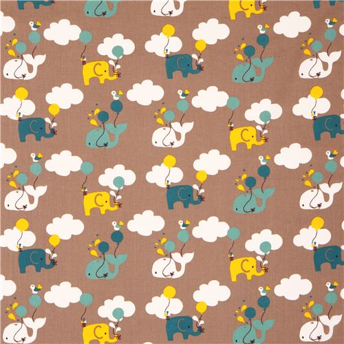 grey elephant birch organic fabric Up Up and Away Frolic 2