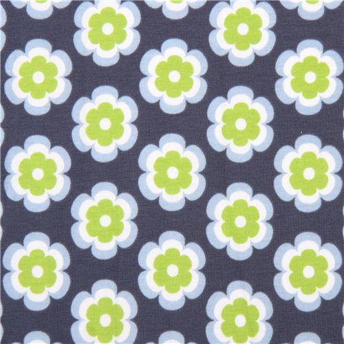 grey flower Vivid Leilani knit fabric Riley Blake  1