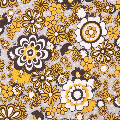 grey flower blossom fabric Riley Blake 'Parisian' Fabric by Riley Blake ...