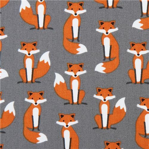 Tissu lamin premium gris avec des renards  Fabulous Foxes  par Robert Kaufman Tissu