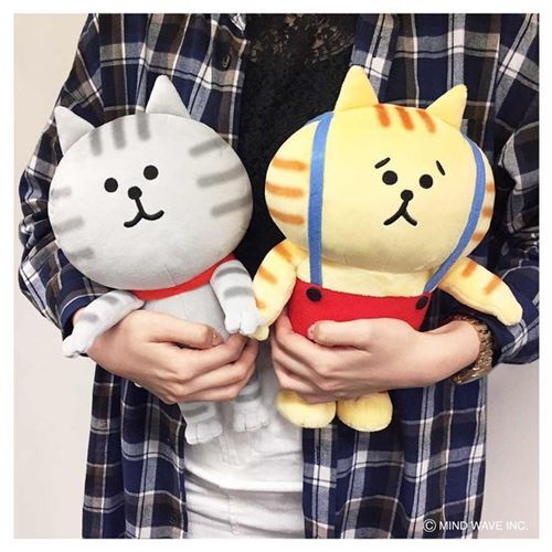 Gracioso muñeco de felpa blando gato gris en caja peluche de Japón