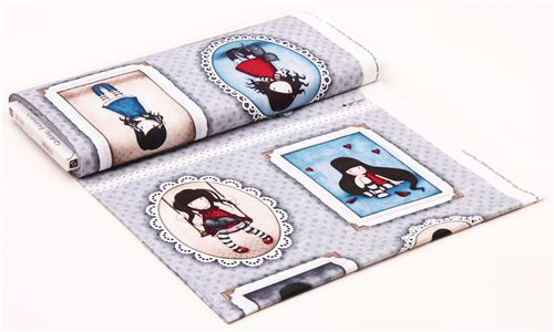 grey girl children panel fabric Simply Gorjuss Quilting Treasures 4