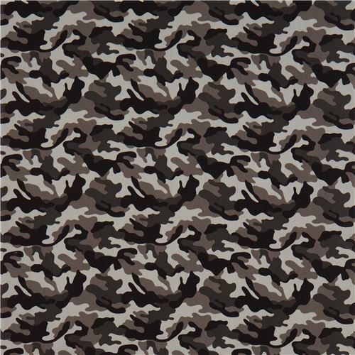 Remnant (42 x 110 cm) - grey-green and black camouflage oxford fabric by Kokka from Japan 2