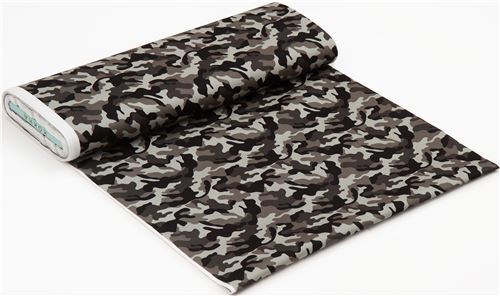 Remnant (42 x 110 cm) - grey-green and black camouflage oxford fabric by Kokka from Japan 3