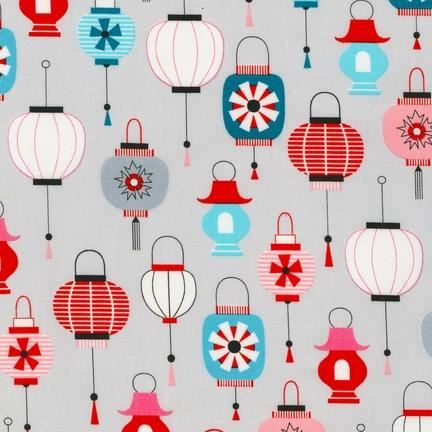 grey lantern lampion fabric Robert Kaufman from Kokeshi 1