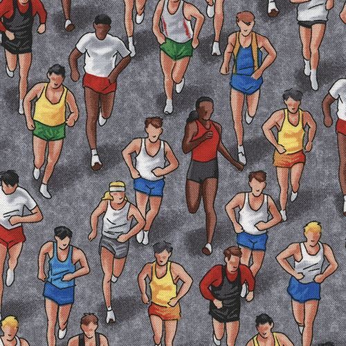 grey marathon runner Timeless Treasures fabric USA Fabric by Timeless