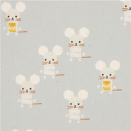 Tissu Cotton and Steel gris avec des souris Tissu