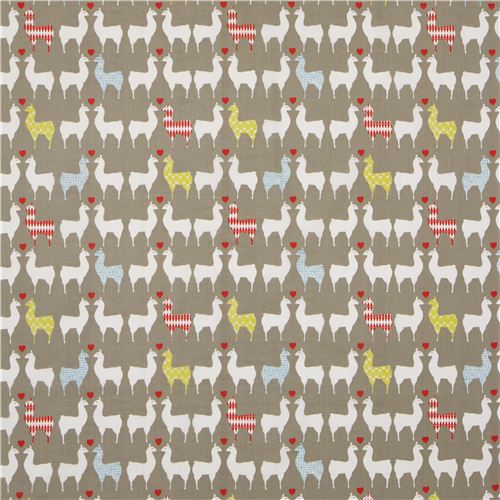 grey organic fabric with llama couples by monaluna USA 2