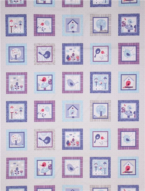 grey patchworkTweet Together bird animal fabric 2
