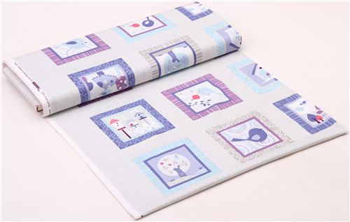 grey patchworkTweet Together bird animal fabric 3