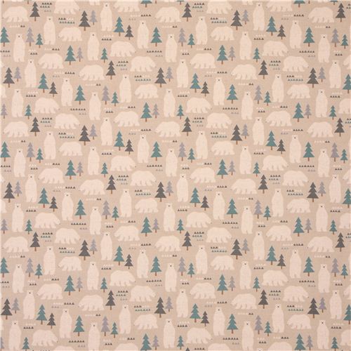 grey polar bear Canvas fabric Kokka  3
