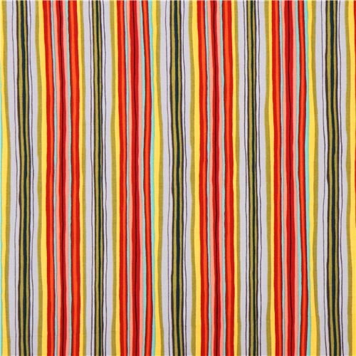 grey red colorful stripe fabric Michael Miller 2