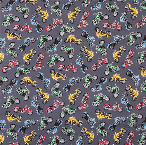 Grey Retro Motorcycle Fabric By Timeless Treasures Motorcycles Fabric By Timeless Treasures