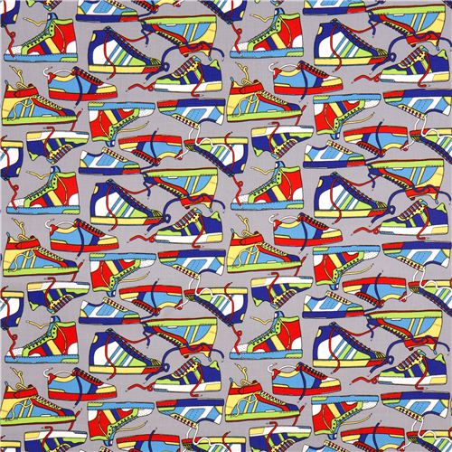 grey retro sneakers fabric by Timeless Treasures USA 2