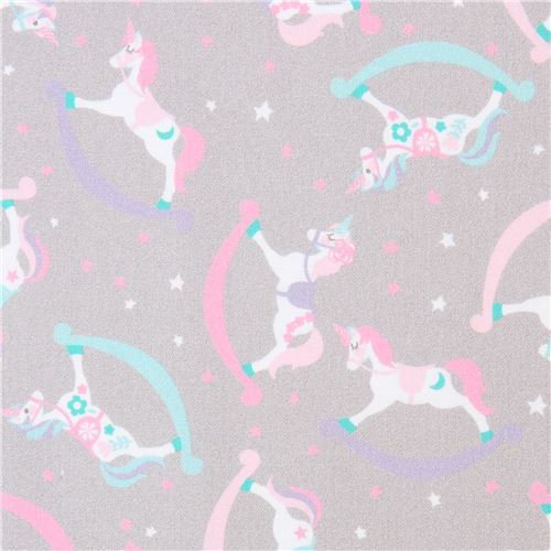 grey rocking horse fabric by Stof Fabrics Fabric by Japanese Indie