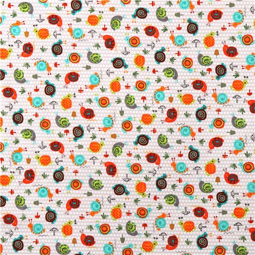 grey snail animal fabric colorful Park by Robert Kaufman Fabric by ...