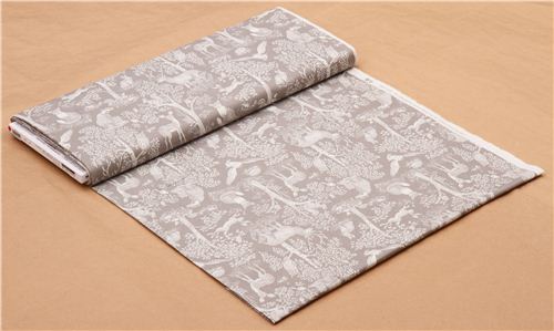 grey stag owl fox forest animal fabric by Andover USA 3