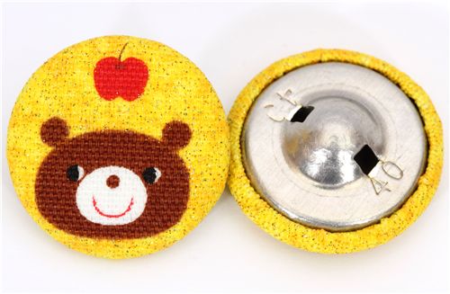 happy bear Kokka fabric button yellow glitter button 2