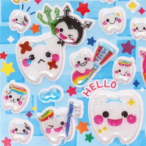 hard 3D stickers tooth toothbrush QLia Japan modeS4u
