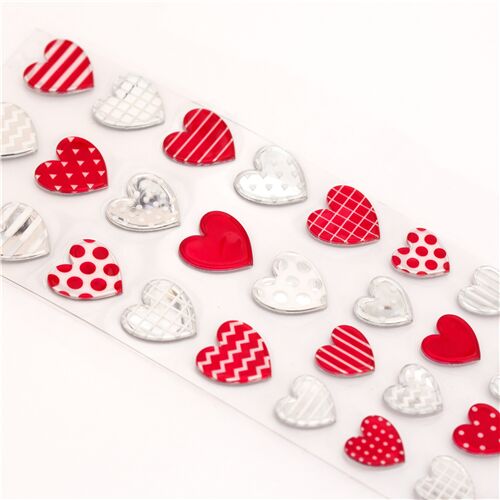 hard beautiful heart dot stripe 3D stickers by Mind Wave from Japan 3