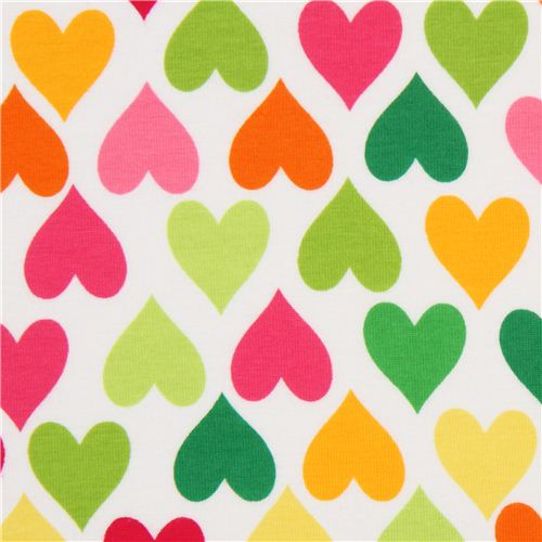 heart knit fabric by Robert Kaufman pink-green 1