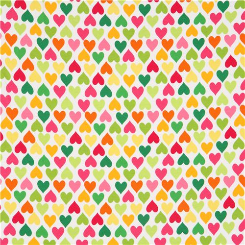 heart knit fabric by Robert Kaufman pink-green 2