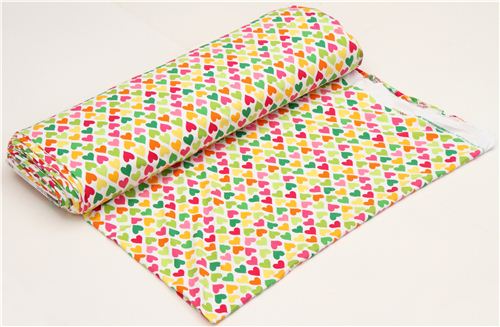 heart knit fabric by Robert Kaufman pink-green 3