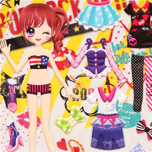 hipster dresses girls dress up doll 3D stickers Cute Stickers