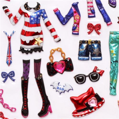 hipster dresses girls dress up doll 3D stickers modeS4u