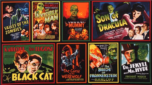 film poster fabric Robert Kaufman Classic Horror Films Fabric by Robert ...