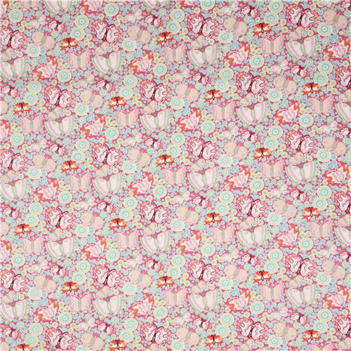 hot pink Alexander Henry butterfly animal fabric with stars 2