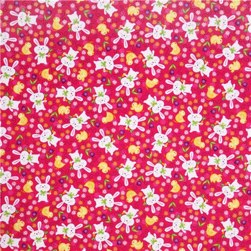 hot rosa Easter bunny fabric Just Hatched Quilting Treasures 2