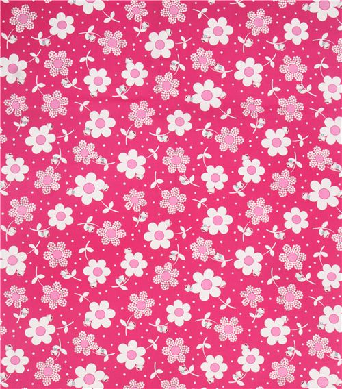 hot pink Hello Kitty dandelion flower fabric by Kokka  3