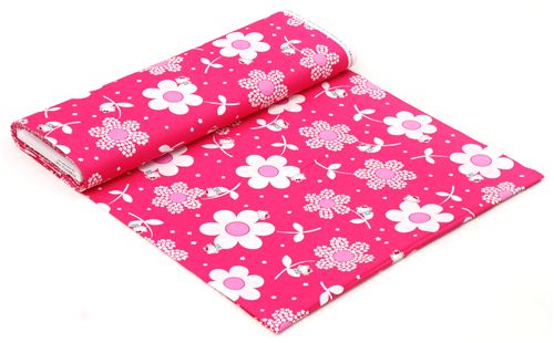 hot pink Hello Kitty dandelion flower fabric by Kokka  4