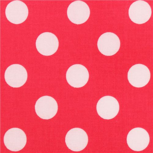hot pink Riley Blake polka dot laminate fabric white dots 1