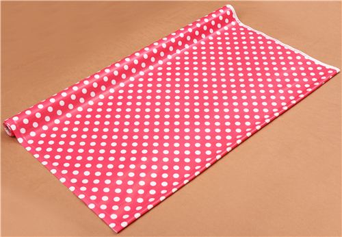 hot pink Riley Blake polka dot laminate fabric white dots 3