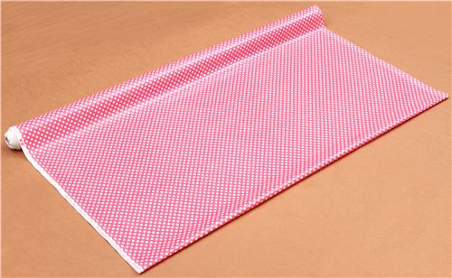 hot pink Riley Blake polka dot laminate fabric white dots 4